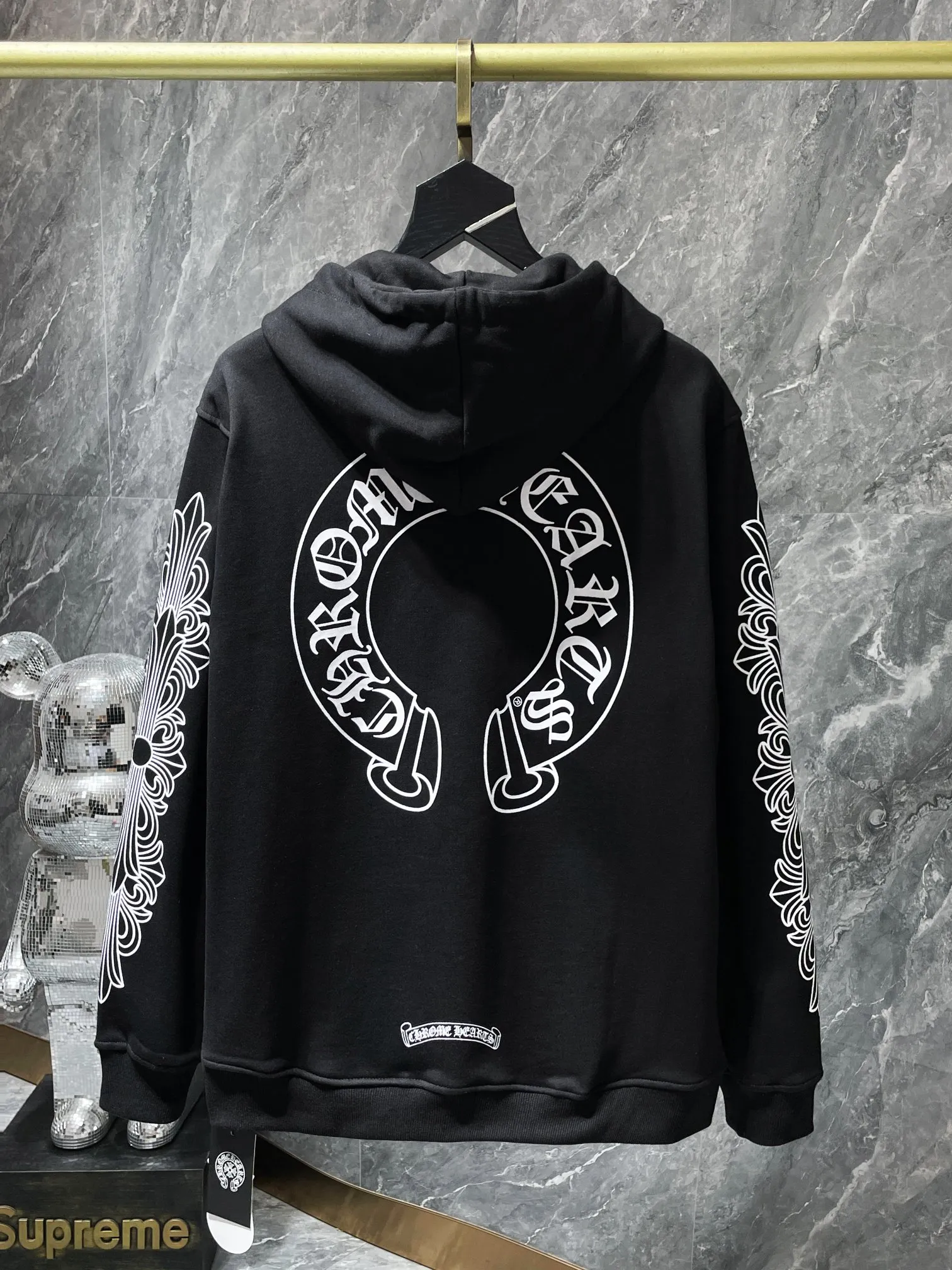 P260 Chrome Hearts Autumn and Winter 2025 simultaneous sale at counters❤️ Chrome Hearts scroll logo simple classic hooded sweatshirt Imported glue printing and dyeing Specially customized version of 1:1 high weight fabric Recommended color: black white Size: S, M, L, XL